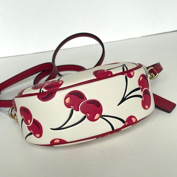 Coach Jonie Cherry Mini Crossbody Wristlet White Glovetanned Leather CAE83 - Picture 14 of 15